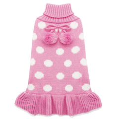 KYEESE dog sweater pink turtleneck front view for warm, fashionable wear