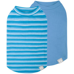 KYEESE Woof waffle shirt blue-striped front view highlighting breathable fabric