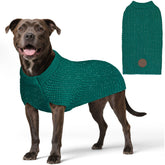 Kyeeese dog Christmas sweater green large with leash hole for easy nighttime walks.