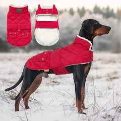 KYEESE dog coat back view shows a snug fit for medium dogs in cold weather warmth.