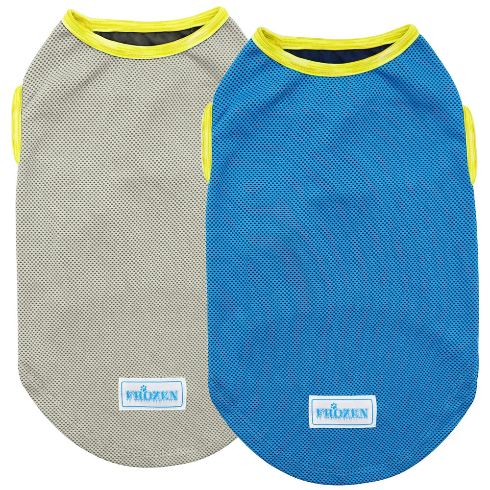 KYEESE dog cooling shirt blue on dog for outdoor comfort.