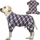 KYEESE dog pajamas gray plaid pullover design for easy daily wear.