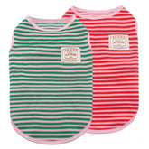 KYEESE small green striped dog shirt front view shows breathable comfort