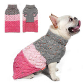 KYEESE dog sweater color block with fuzzy pink thread delivers cozy warmth for small dogs.