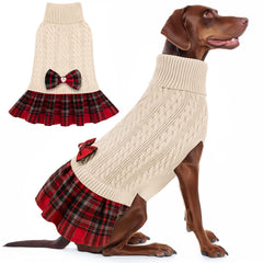 KYEESE dog sweater gingham bow detail offers a cute look and reliable warmth.