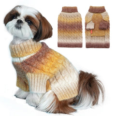KYEESE dog sweater gradient brown front view provides cozy warmth for small dogs