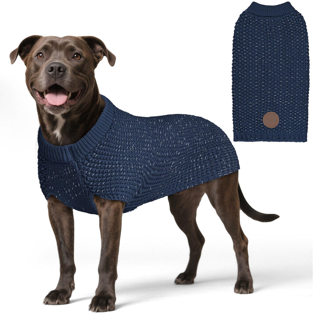 KYEESE dog sweater navy-xxl thermal-knit keeps large dogs warm during winter walks