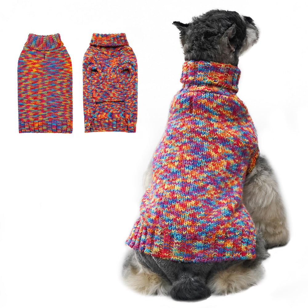KYEESE dog sweater sunset red turtleneck on dog for cozy warmth.