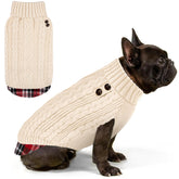KYEESE dog sweater turtleneck close-up highlights soft stretchy knit for cozy warmth