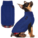 KYEESE dog sweater close-up shows warm turtleneck knit for chilly days.