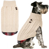 KYEESE dog sweater with turtleneck gingham patch keeps small dogs warm and photo-ready.