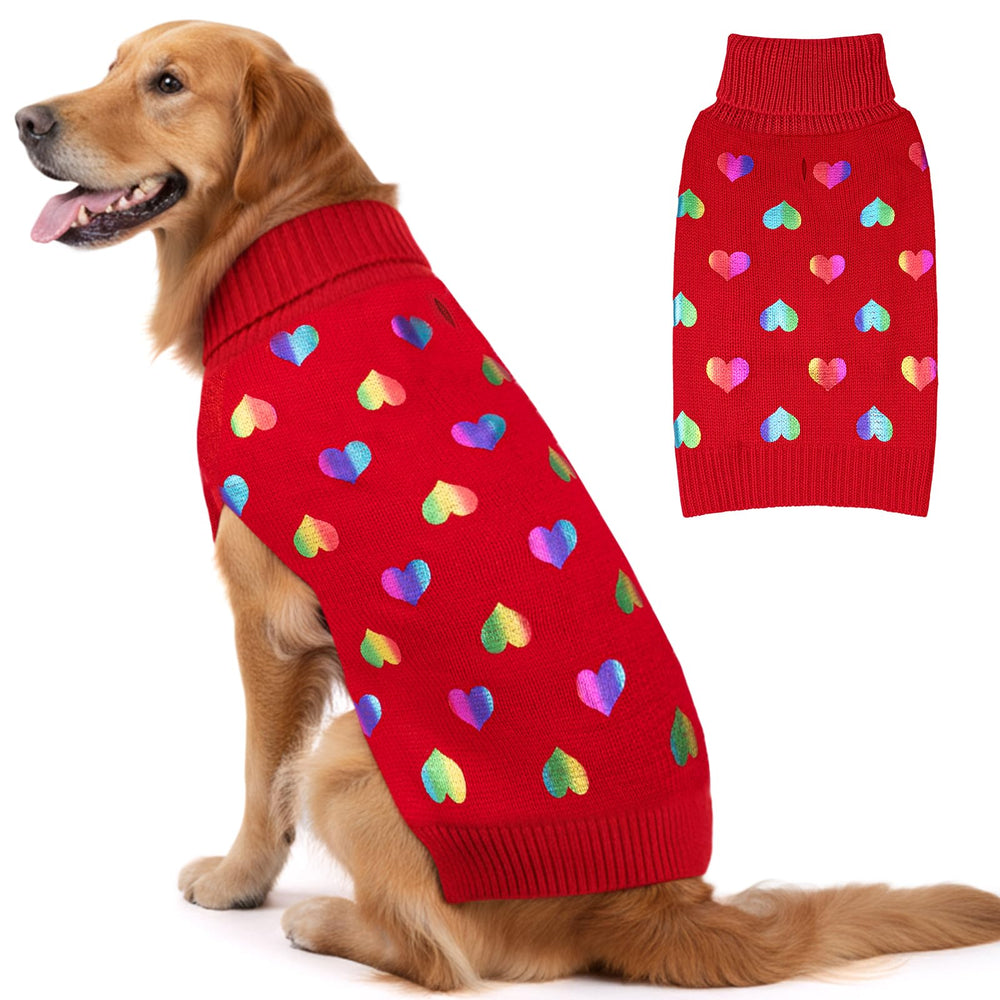 KYEESE Valentines dog sweater with heart sequined print for festive warmth.