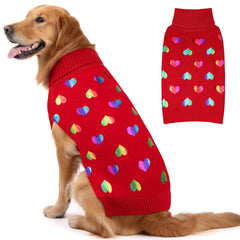 KYEESE Valentines dog sweater with heart sequined print for festive warmth.