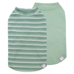 KYEESE waffle dog shirt small green front view shows breathable fabric for daily comfort