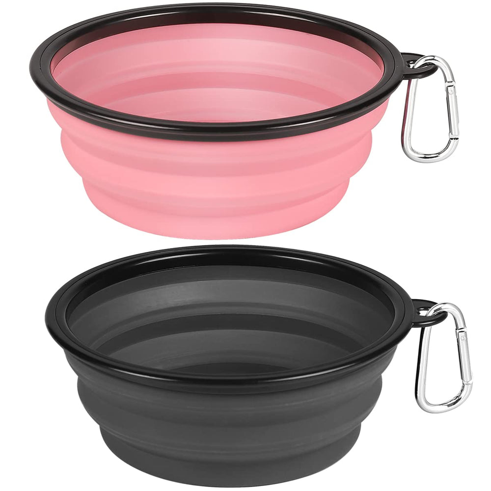 Kytely cuencos plegables para perros, 2 unidades, rosa y gris, ideal para viajes.
