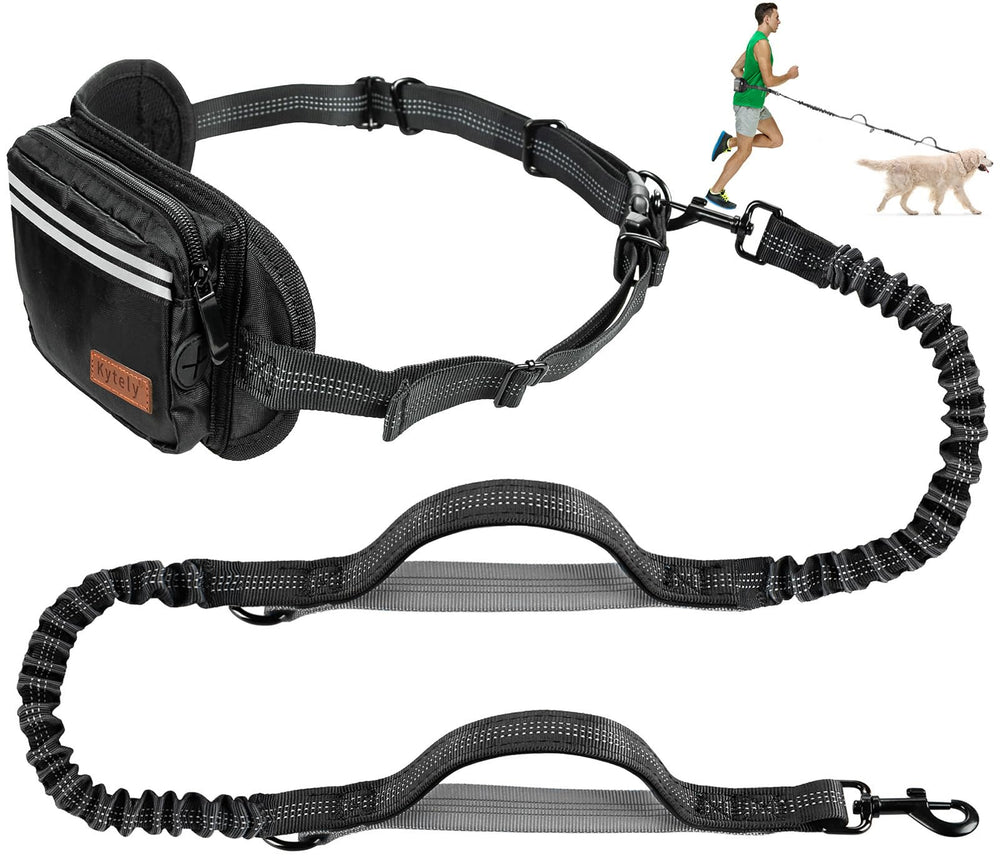 Kytely hands-free dog leash waist belt closeup shows wide padded support for comfortable walks.