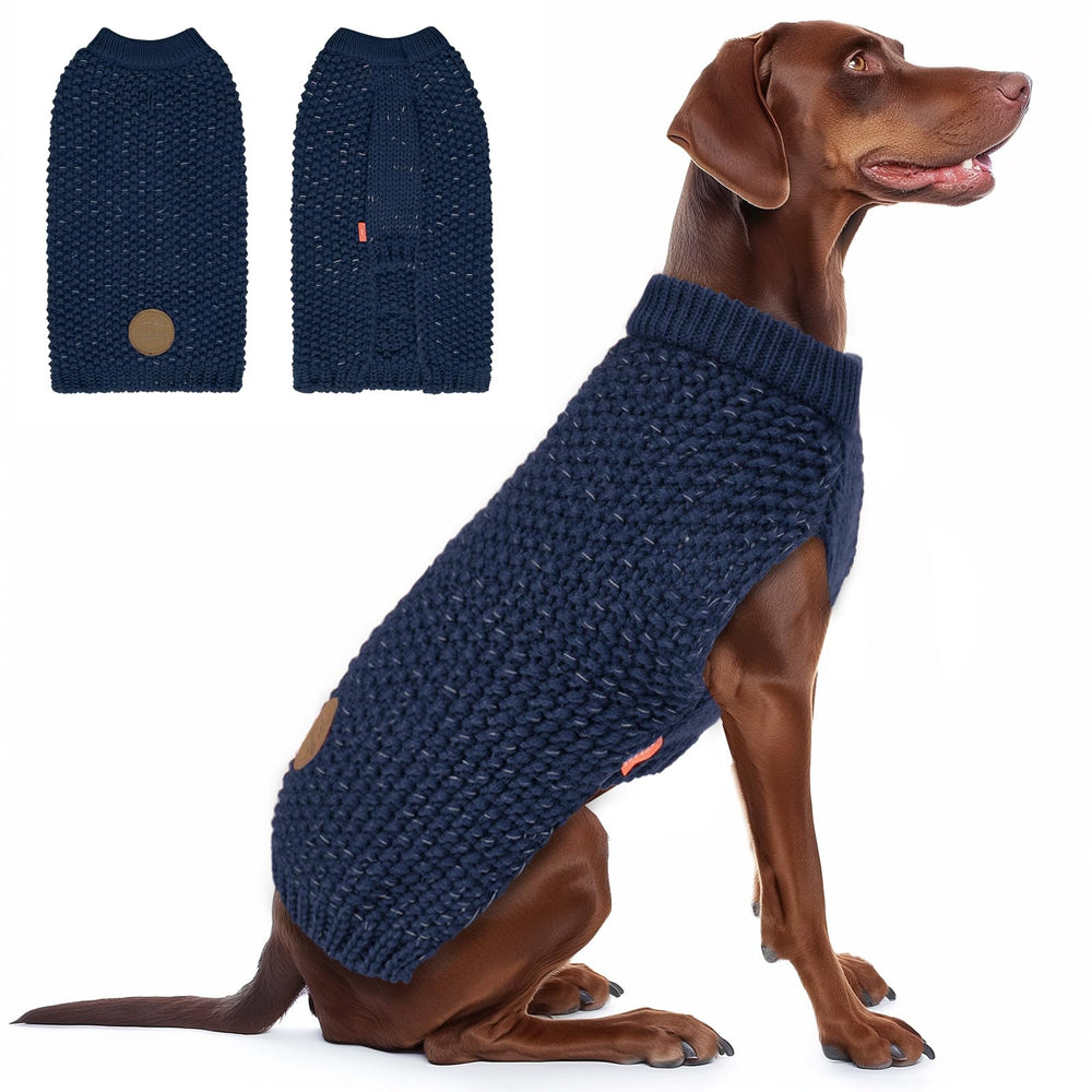 KYEESE XXXL dog sweater with leash hole enhances nighttime visibility for safe walks.