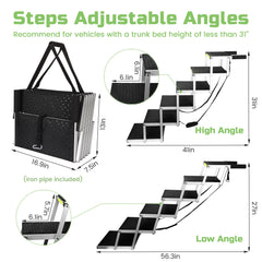 KZYZZFRID sturdy 6-step dog stair folded view highlights compact storage
