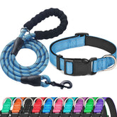 Collar Ladoogo reflectante de neopreno azul vivo para mayor visibilidad nocturna.
