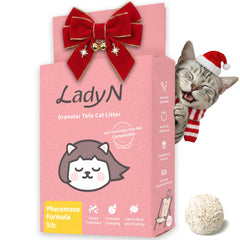 Lady N Cat Attract Tofu Litter packaging highlights natural attractant for training