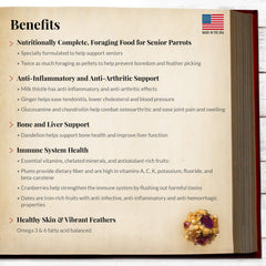 LAFEBER'S Senior Bird Nutri-Berries include glucosamine and chondroitin for senior-friendly nutrition.