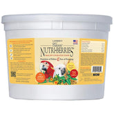 Lafeber's Nutri-Berries tub side view for convenient feeding.