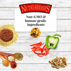 LAFEBER'S El Paso Nutri-Berries non-GMO, human-grade ingredients highlighted.