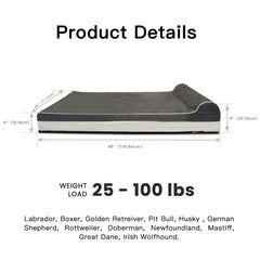 Laifug large 46x28x8 top view emphasizes generous sleeping surface for big dogs.