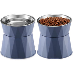 Lallisa elevated cat bowls blue set with stand showcases comfortable feeding.