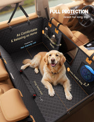 Lamicall dog seat cover with mesh window promotes airflow and reduces anxiety on trips.