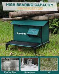 Lamlingo heated cat house elevated base keeps cats dry on muddy ground
