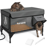 Lamlingo heated cat house outdoor exterior shows weatherproof housing for outdoor cats.