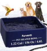 Lamlingo heated water bowl 1.22-gallon capacity reduces refills in cold weather.