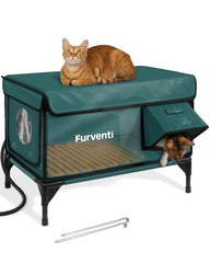 Lamlingo outdoor heated cat house XL exterior view, weatherproof shelter keeping feral cats warm