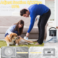 LANCHEZ cordless dog clipper vacuum shows quiet operation for calm grooming sessions.