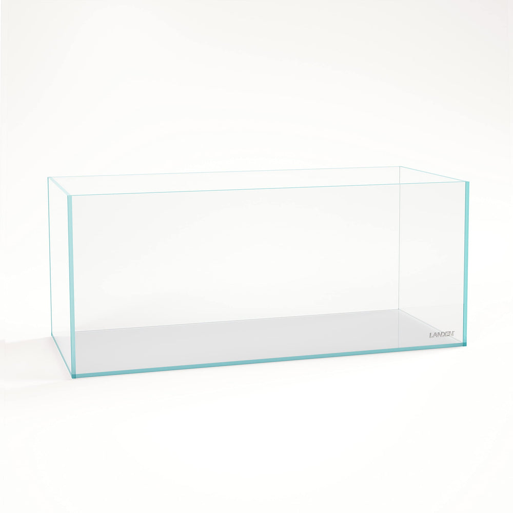 LANDEN 120P rimless tank front view with crystal-clear visibility for aquascaping.