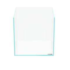 LANDEN 25C cube rimless aquarium front view shows high-clarity glass for vibrant colors.