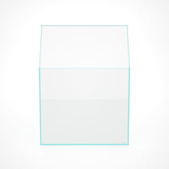 Landen 31-gallon cube rimless aquarium side view, shows depth for aquascapes
