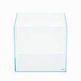 LANDEN cube tank front view shows a modern rimless frame for clean aquascapes.