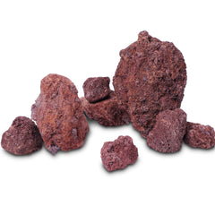 LANDEN Red Lava Stones dynamic arrangement showing red color against black substrate.