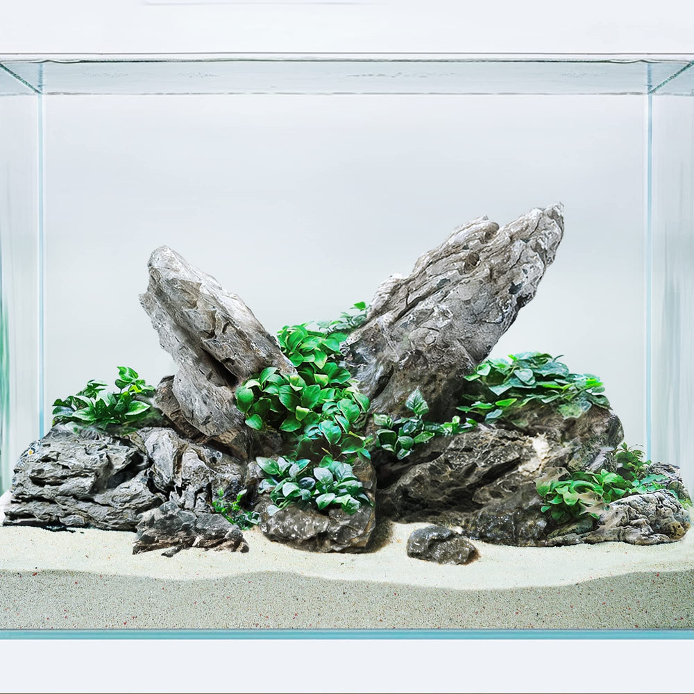 LANDEN Seiryu Stones rock pile aquascape enhances natural layout and stability.