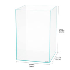 LANDEN tall tank low-iron-glass-closeup reveals clearer colors for true aquascapes.