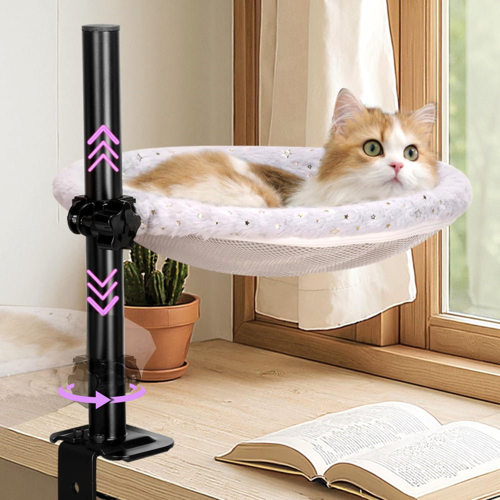 LANERmooos Cat Desk Bed with 360 rotation for flexible positioning and close naps.
