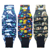 Langsprit belly band with sloth pattern close-up showing leak protection for active dogs