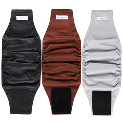 Langsprit male belly band pack in three colors provides secure, leak-free wear for dogs.