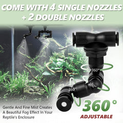 LANUEVA reptile humidifier nozzle assembly highlights four single and two double nozzles.
