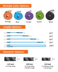 Lanwandeng dog leash 30ft extended reach for recall training during hikes