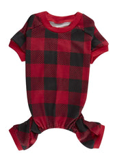 Pijama Lanyarco para perro con cuadros rojos, ideal para Navidad.