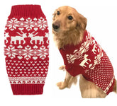 Lanyarco red Christmas dog sweater front view highlighting festive warmth and easy pull-on style.