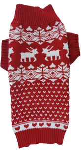 Lanyarco Red Reindeer dog sweater back view keeps XXL dogs warm and festive